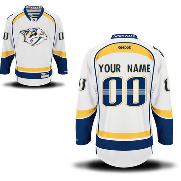 Reebok Nashville Predators Men Premier Away Custom NHL Jersey - White